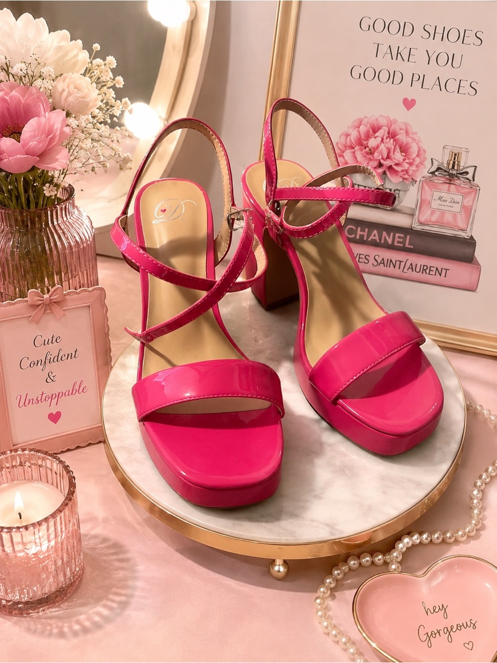 Delicious Hot Pink Patent Platform Heels
